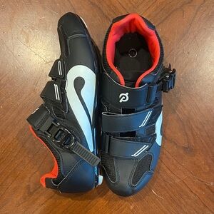 Peloton Kids Black Cycling Sneakers with Red Lining and White Logos